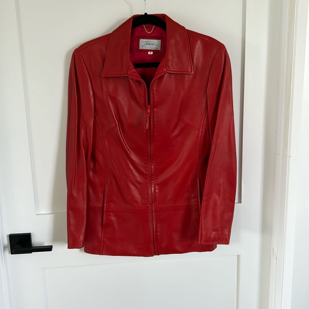 Red vintage super soft leather jacket